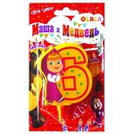 Свеча Маша и Медведь "Цифра 6"