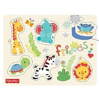 Деревянный пазл Fisher Price "Животные", полосатый фон
