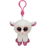 Мягкая игрушка Beanie Boo's "Брелок Овечка" белая с розовыми копытцами, 12 см